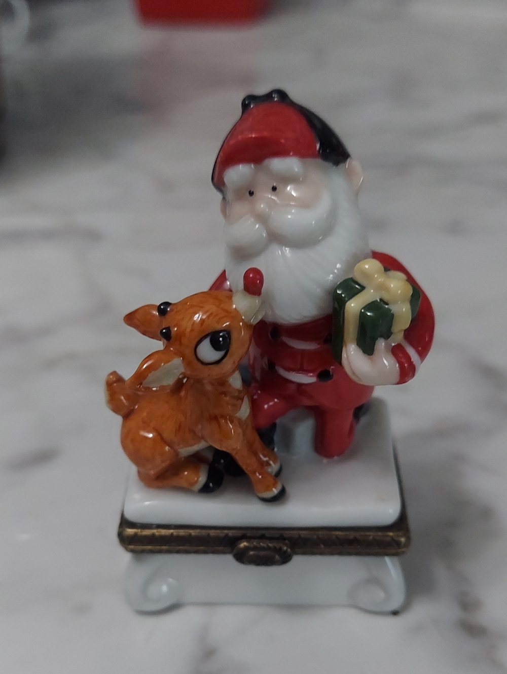 The Rudolph Co. Santa & Rudolph Ceramic Trinket Box - Picture 1 of 8